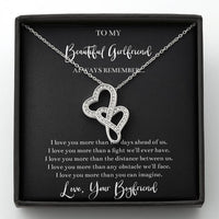 Load image into Gallery viewer, To My Girlfriend, I Love You, Double Heart Necklace For Women, Anniversary Birthday Valentines Day Gifts From Boyfriend
