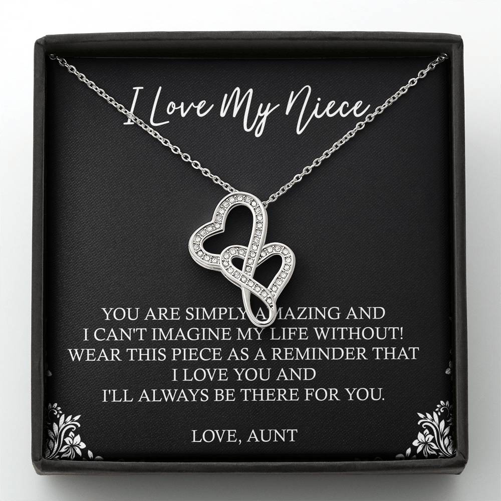 To My Niece  Gifts, You Are Simply Amazing, Double Heart Necklace For Women, Birthday Present Idea From Aunt