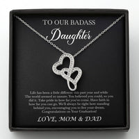 Load image into Gallery viewer, To My Badass Daughter Gifts, Congratulations, Double Heart Necklace For Women, Graduation Present Ideas From Mom Dad
