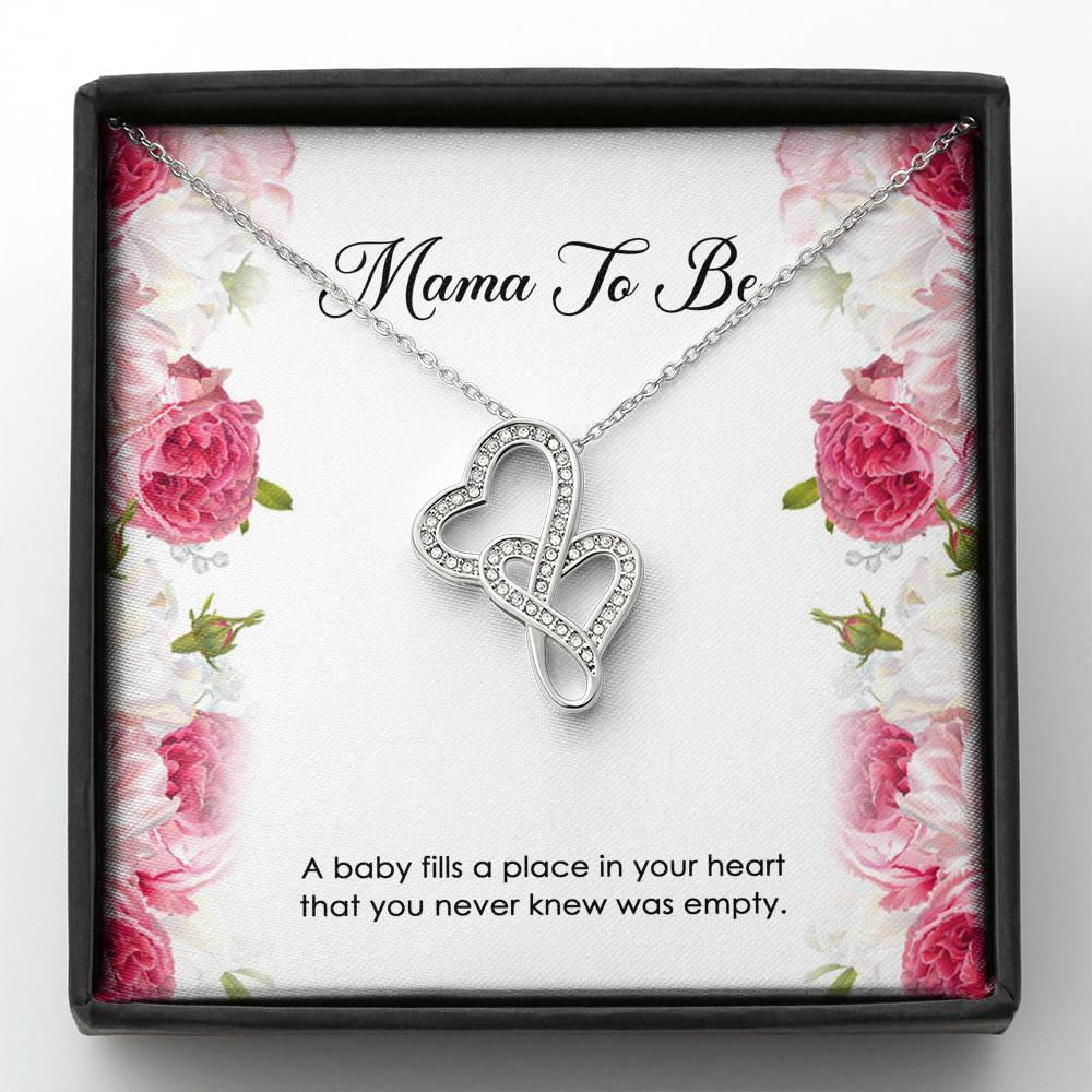 Gift for Expecting Mom, A Baby Fills A Place In Your Heart, Mom to Be Double Heart Necklace For Women, Pregnancy Gift For New Mother