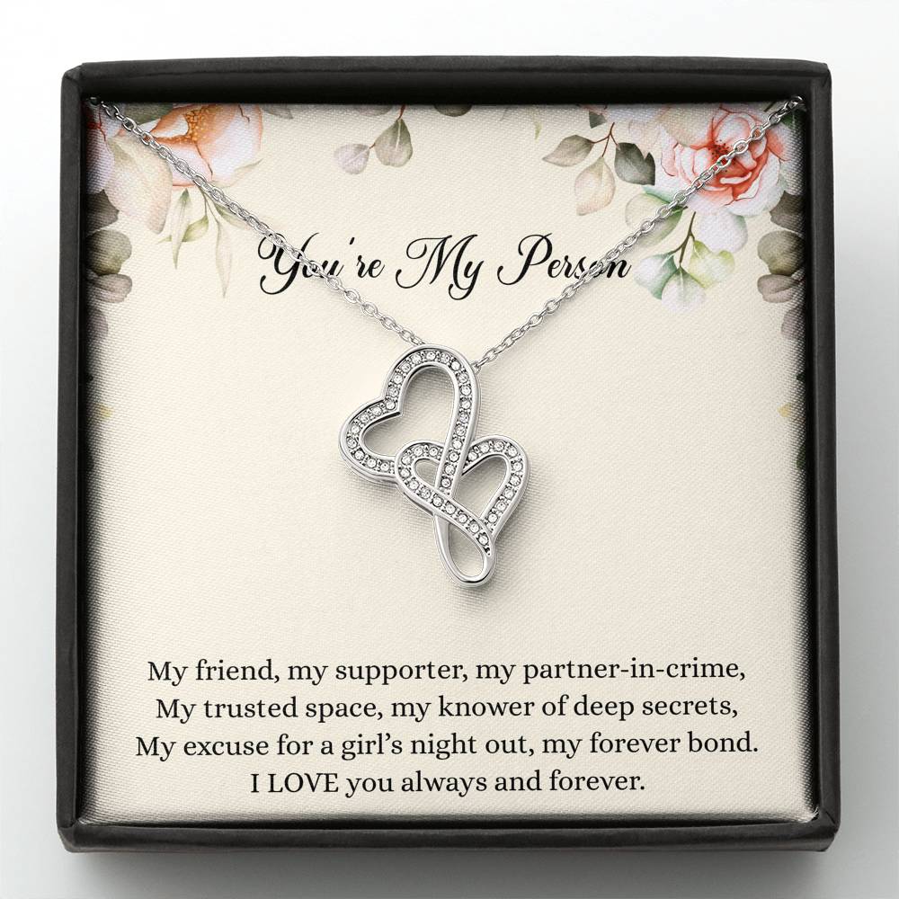 To My Best Friend Gifts, You're My Person, Double Heart Necklace For Women, Birthday Present Idea From Bestie