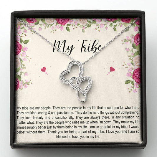 To My Best Friend Gifts, My Tribe, Double Heart Necklace For Women, Birthday Present Idea From Bestie