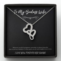 Load image into Gallery viewer, To My Badass Wife, Whenever You Feel Incompetent, Double Heart Necklace For Women, Anniversary Birthday Valentines Day Gifts From Husband
