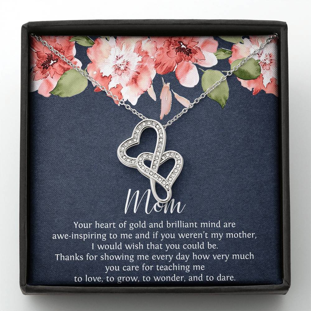 To My Mom Gifts, Your Heart of Gold, Double Heart Necklace For Women, Birthday Mothers Day Present From Son Daughter