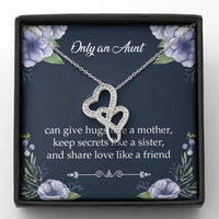 Load image into Gallery viewer, To My Aunt Gifts, Only An Aunt Can Give Hugs Like A Mother, Double Heart Necklace For Women, Aunt Birthday Present From Niece Nephew
