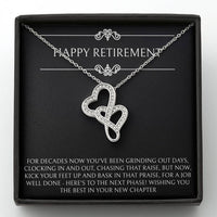Load image into Gallery viewer, Retirement Gifts, Job Well Done, Happy Retirement Double Heart Necklace For Women, Retirement Party Favor From Friends Coworkers

