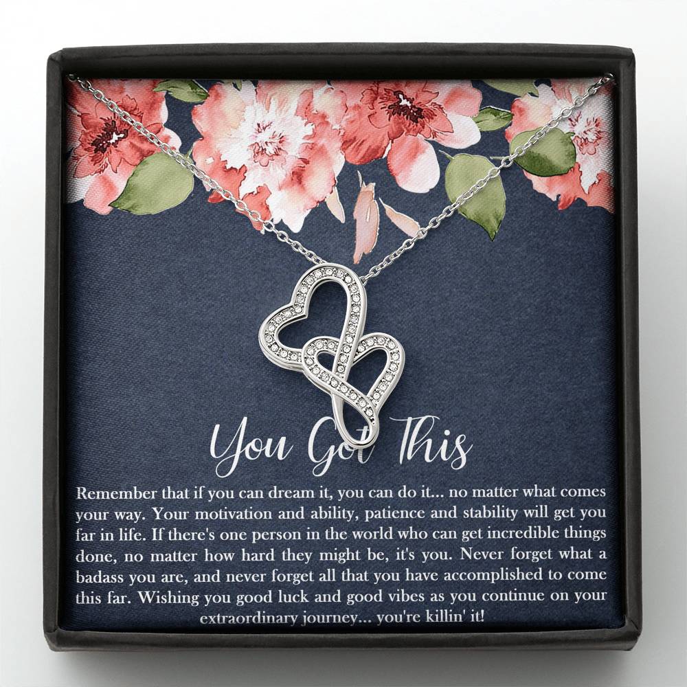Encouragement Gifts, You Got This, Motivational Double Heart Necklace For Women, Sympathy Inspiration Friendship Present