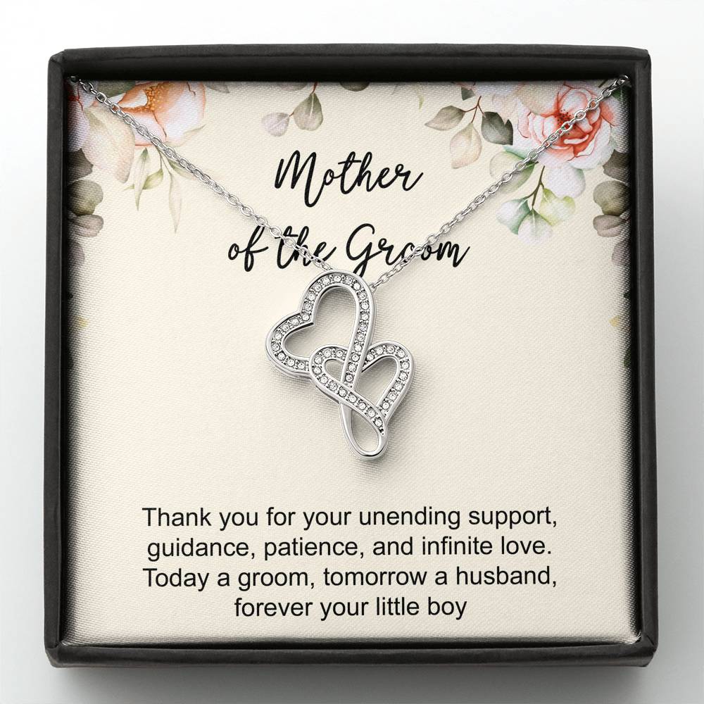 Mom Of The Groom Gifts, Thank You For Your Unending Support, Double Heart Necklace For Women, Wedding Day Thank You Ideas From Groom