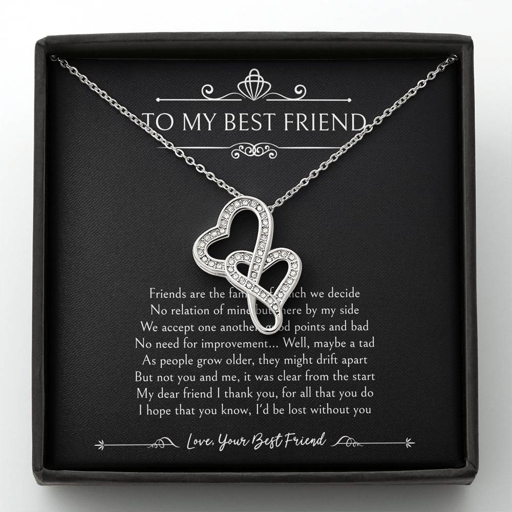 To My Friend Gifts, I'd Be Lost Without You, Double Heart Necklace For Women, Birthday Present Idea From Bestie