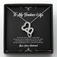 Load image into Gallery viewer, To My Badass Wife, You Are Our Rock, Double Heart Necklace For Women, Anniversary Birthday Valentines Day Gifts From Husband
