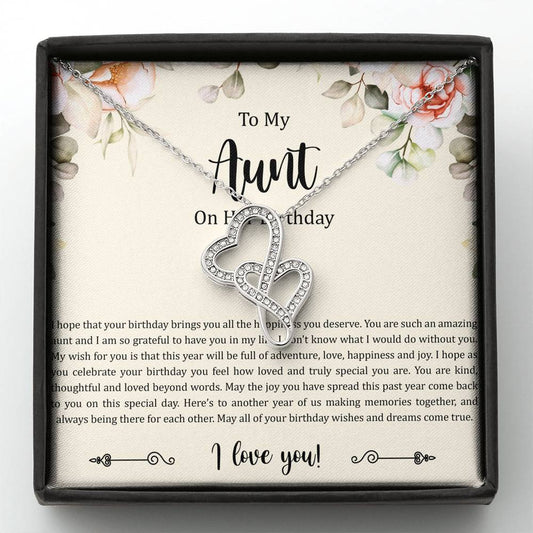 To My Aunt Gifts, Aunt on Her Birthday, Double Heart Necklace For Women, Aunt Birthday Present From Niece Nephew