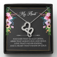 Load image into Gallery viewer, To My Aunt Gifts, Has Ears That Really Listen, Double Heart Necklace For Women, Aunt Birthday Present From Niece Nephew
