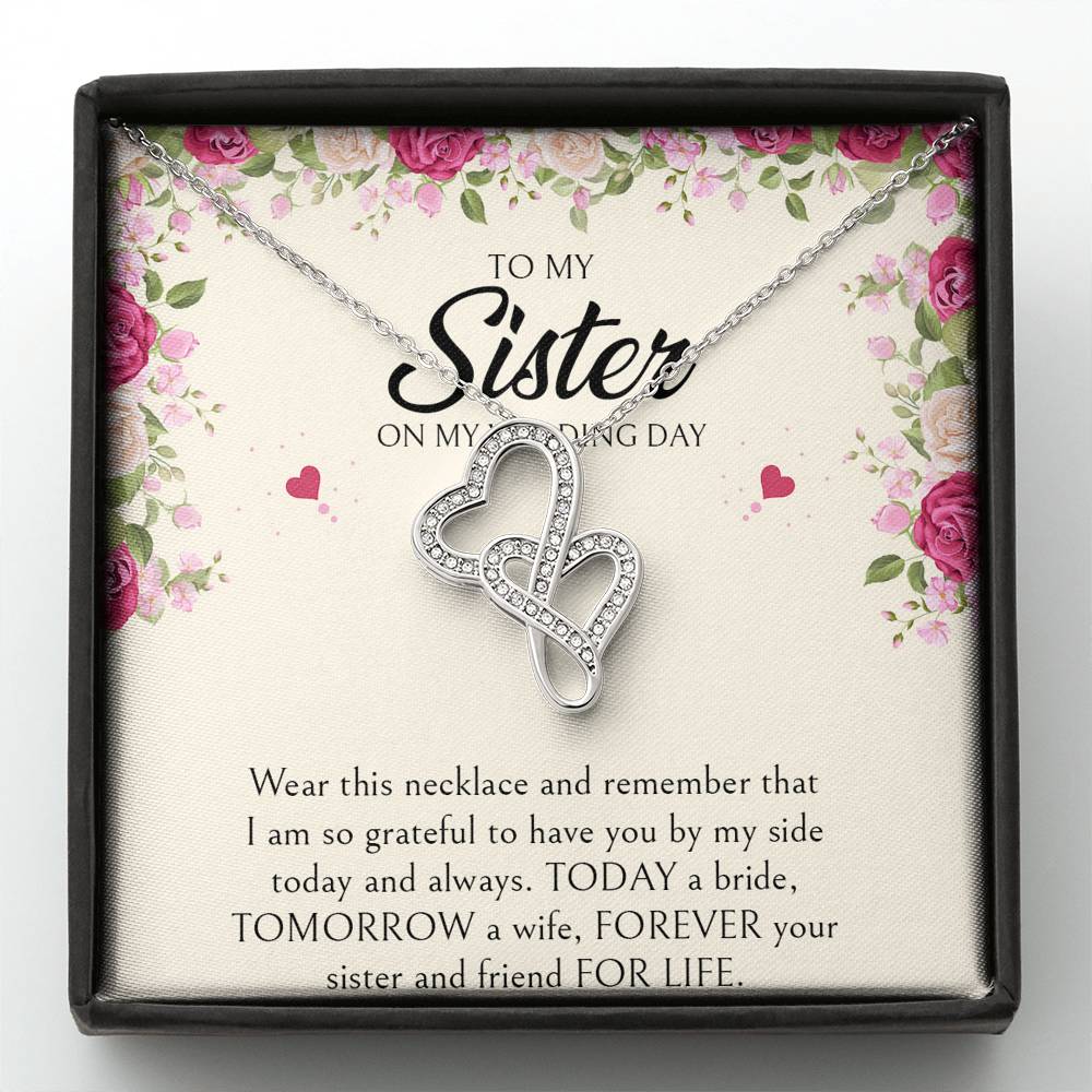 Sister of the Bride Gifts, I Am So Grateful To Have You, Double Heart Necklace For Women, Wedding Day Thank You Ideas From Bride