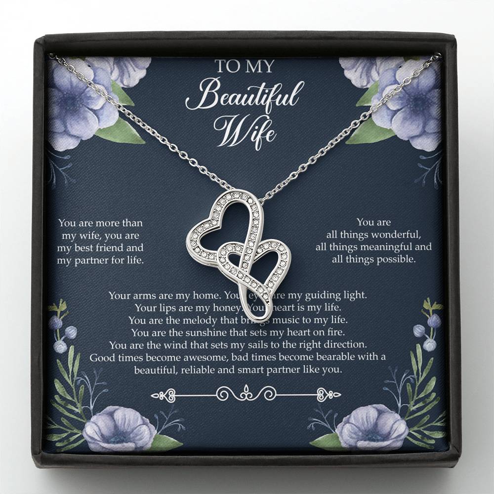 To My Wife, You Are More Than My Wife, Double Heart Necklace For Women, Anniversary Birthday Gifts From Husband