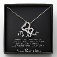 Load image into Gallery viewer, To My Aunt Gifts, Love That&#39;s Never Ending, Double Heart Necklace For Women, Birthday Present Idea From Niece

