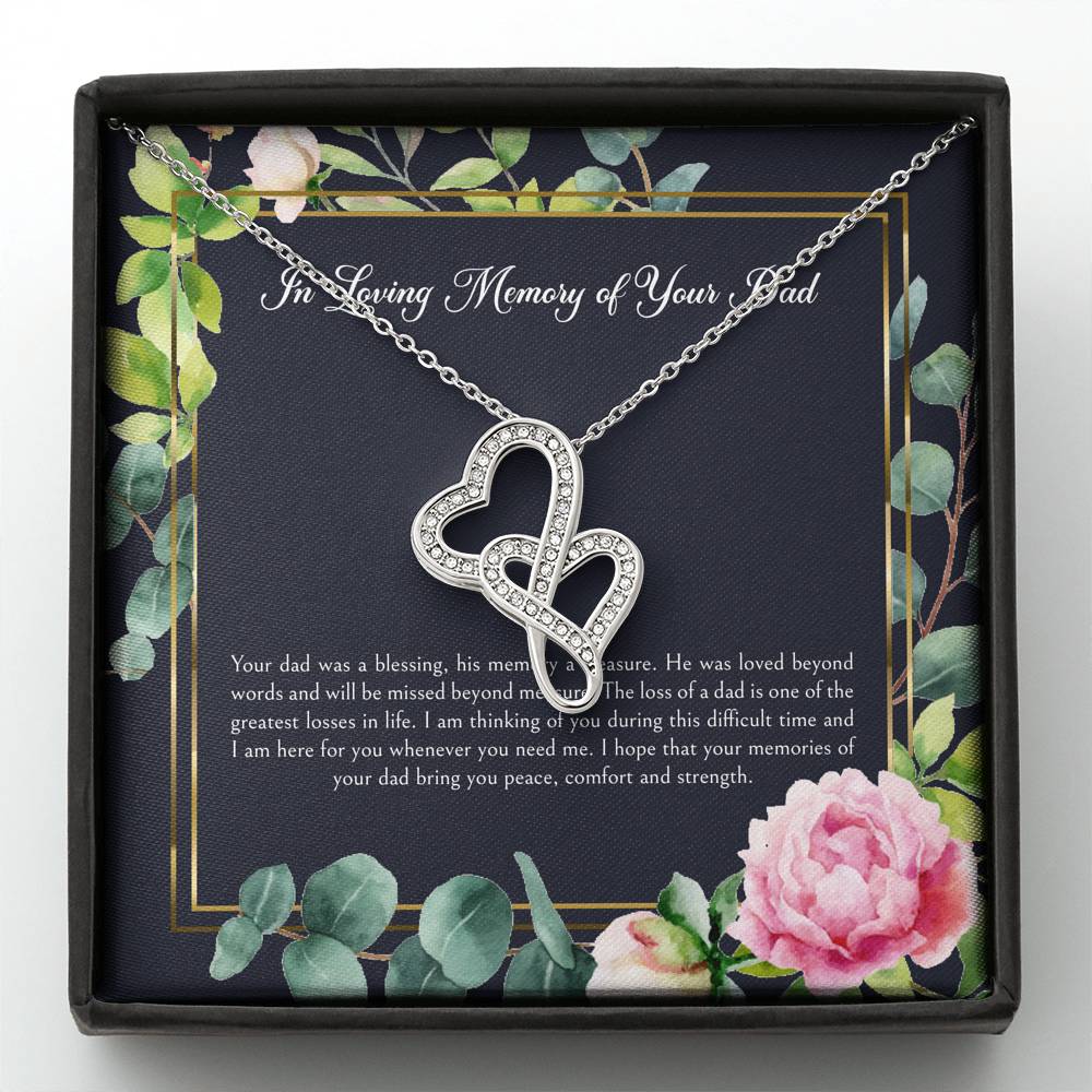 Loss of Dad Gifts, In Loving Memory, Sympathy Double Heart Necklace For Loss of Dad, Memorial Sorry For Your Loss Present