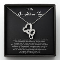 Load image into Gallery viewer, To My Daughter-in-law Gifts, Thank You For The Happiness, Double Heart Necklace For Women, Birthday Present Idea From Mother-in-law
