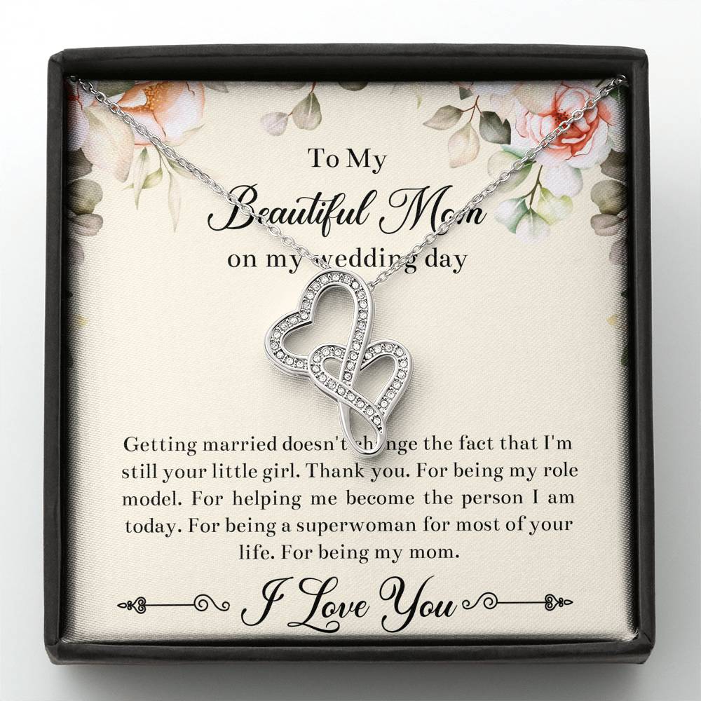 Mom of the Bride Gifts, I'm Still Your Little Girl, Double Heart Necklace For Women, Wedding Day Thank You Ideas From Bride
