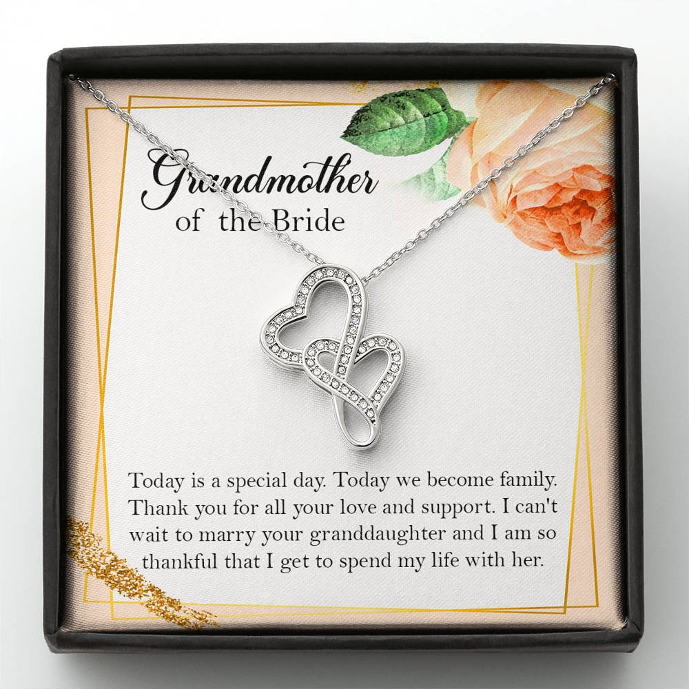 Grandmother of the Bride Gifts, Today Is A Special Day, Double Heart Necklace For Women, Wedding Day Thank You Ideas From Groom