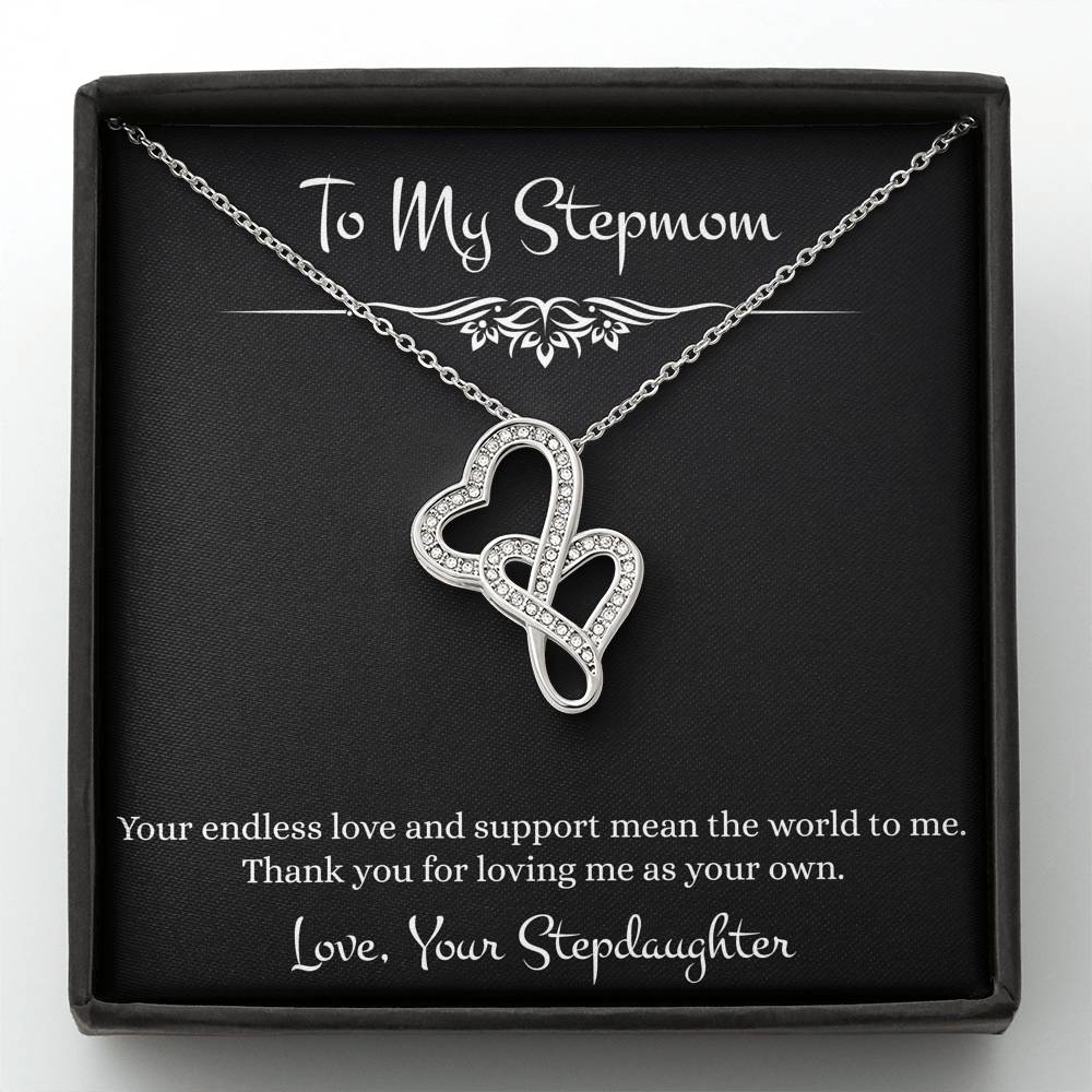 To My Stepmom Gifts, Your Endless Love And Support, Double Heart Necklace For Women, Birthday Mothers Day Present From Stepdaughter