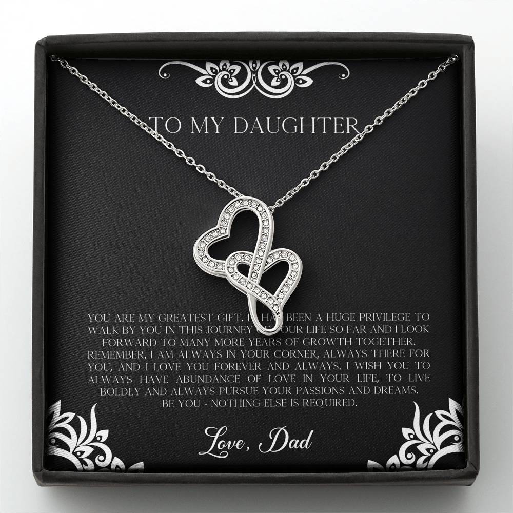 To My Daughter  Gifts, You Are My Greatest Gift, Double Heart Necklace For Women, Birthday Present Idea From Dad