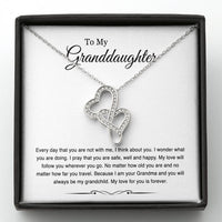 Load image into Gallery viewer, To My Granddaughter Gifts, Every Day That You Are Not With Me, Double Heart Necklace For Women, Birthday Present Idea From Grandma Grandpa
