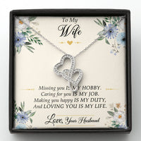 Load image into Gallery viewer, To My Wife, Missing You Is My Hobby, Double Heart Necklace For Women, Anniversary Birthday Gifts From Husband
