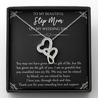 Load image into Gallery viewer, To My Bonus Mom Gifts, I Am So Grateful, Double Heart Necklace For Women, Wedding Day Thank You Ideas From Bride

