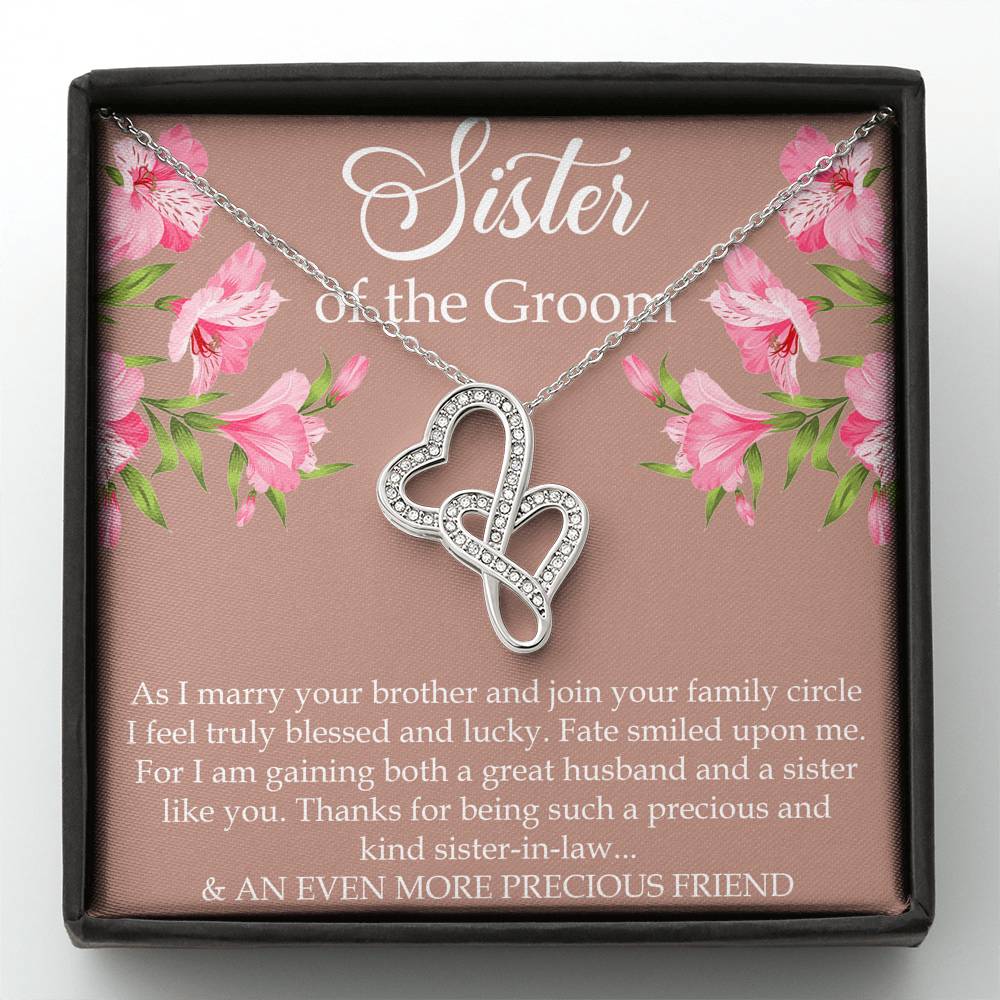 Sister of the Groom Gifts, As I Marry Your Brother, Double Heart Necklace For Women, Wedding Day Thank You Ideas From Bride