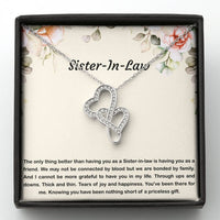 Load image into Gallery viewer, To My Sister-in-law Gifts, Bonded By Family, Double Heart Necklace For Women, Birthday Present Idea From Sister
