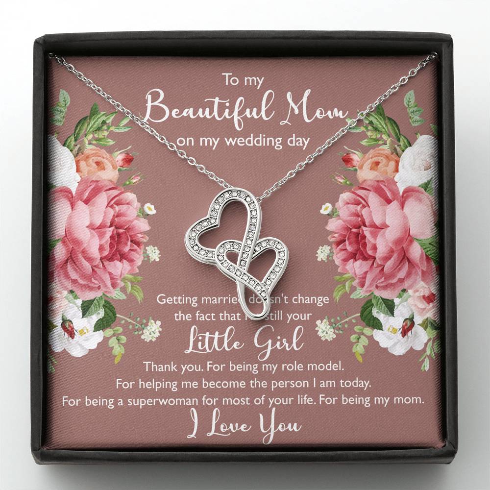 To My Mom Gifts, Thank You, Double Heart Necklace For Women, Wedding Day Thank You Ideas From Daughter