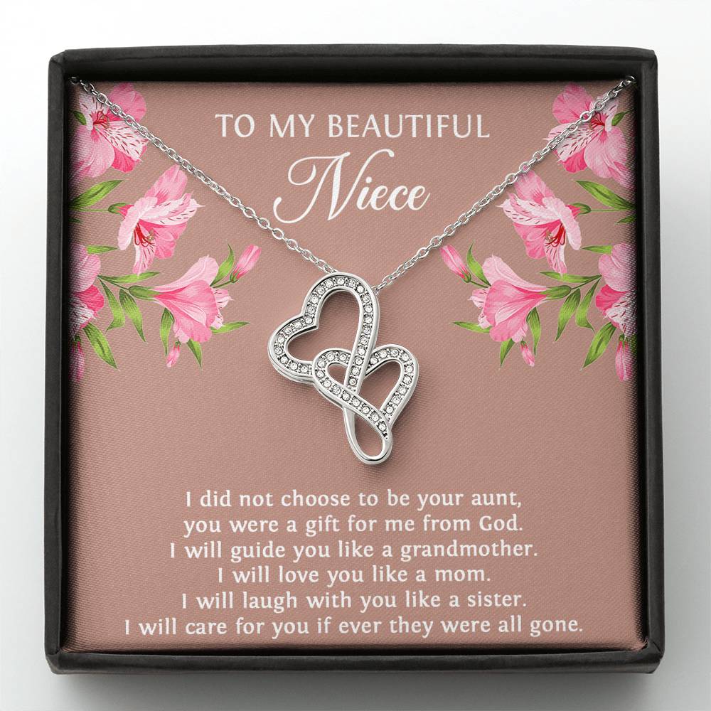 To My Niece  Gifts, You Were A Gift For Me From God, Double Heart Necklace For Women, Birthday Present Idea From Aunt