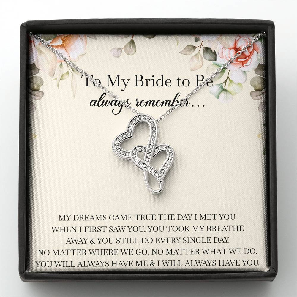 To My Bride Gifts, Always Remember, Double Heart Necklace For Women, Wedding Day Thank You Ideas From Groom