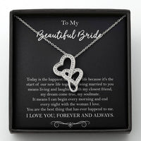 Load image into Gallery viewer, To My Bride Gifts, Happiest Day Of My Life, Double Heart Necklace For Women, Wedding Day Thank You Ideas From Groom
