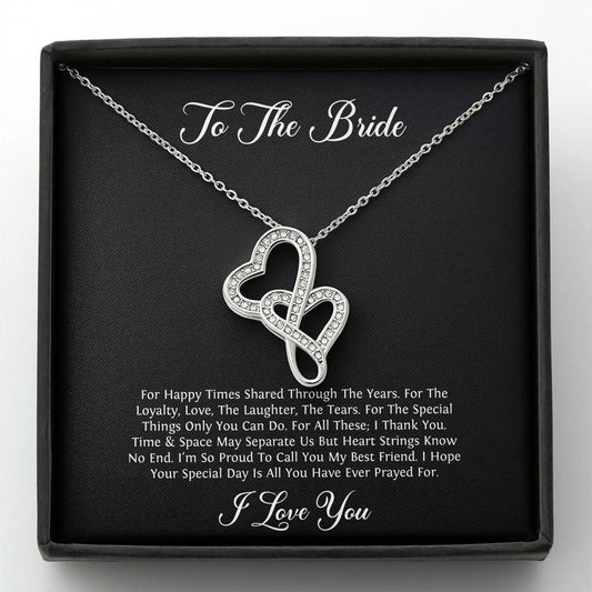 To My Bride Gifts, I Thank You, Double Heart Necklace For Women, Wedding Day Thank You Ideas From Best Friend