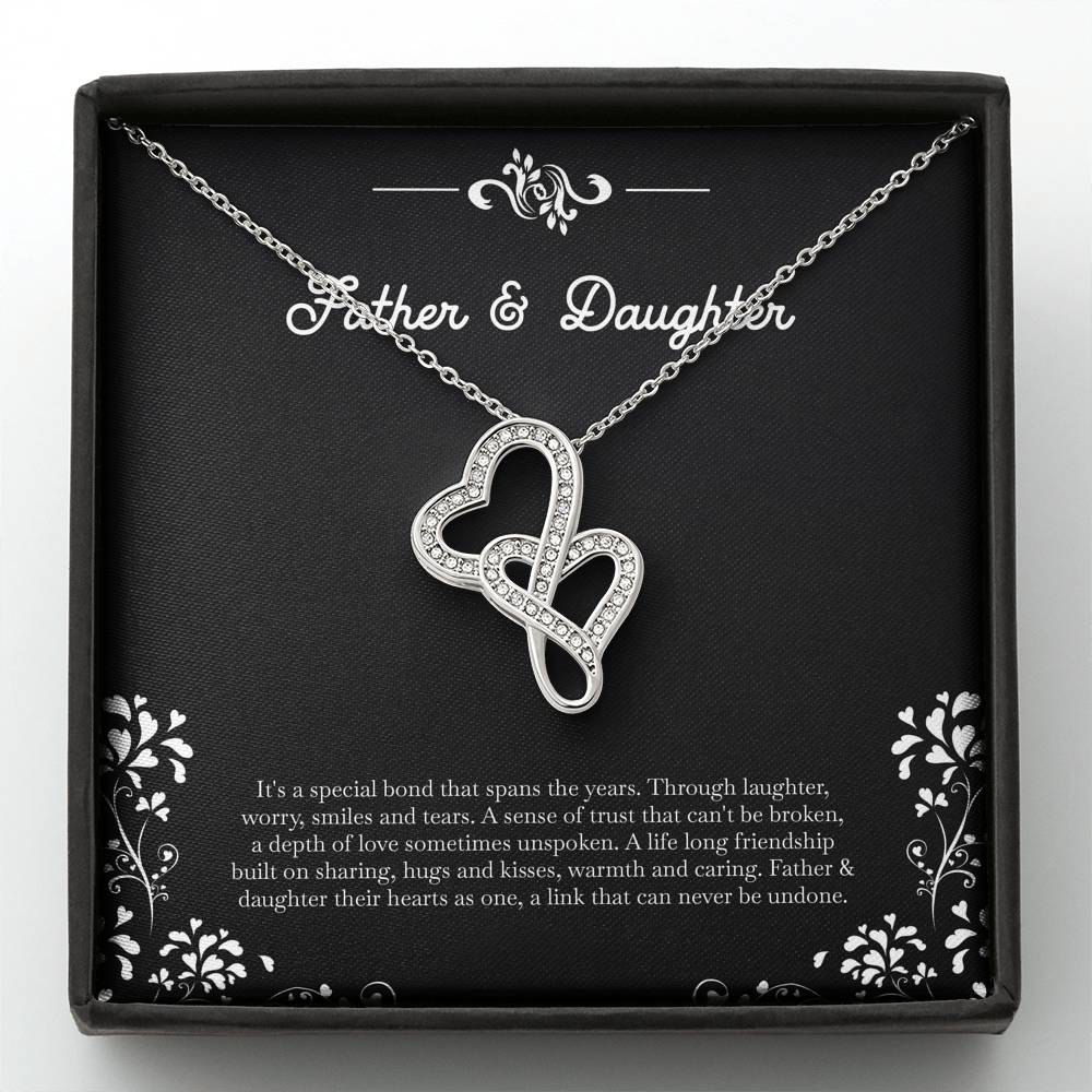 To My Daughter Gifts, Father and Daughter Bond, Double Heart Necklace For Women, Birthday Present Idea From Dad