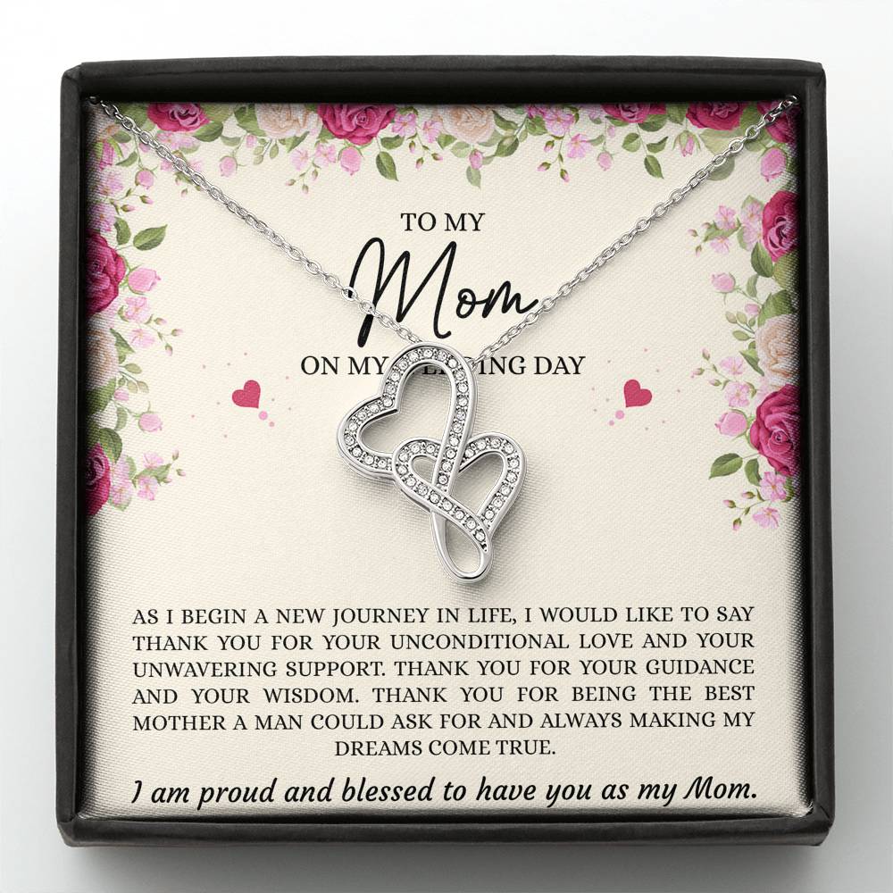 Mom of the Groom Gifts, I Am Proud And Blessed To Have You, Double Heart Necklace For Women, Wedding Day Thank You Ideas From Groom