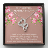 Load image into Gallery viewer, To My Mother-in-Law Gifts, I Can See His Face In Yours, Double Heart Necklace For Women, Birthday Mothers Day Present From Daughter-in-law
