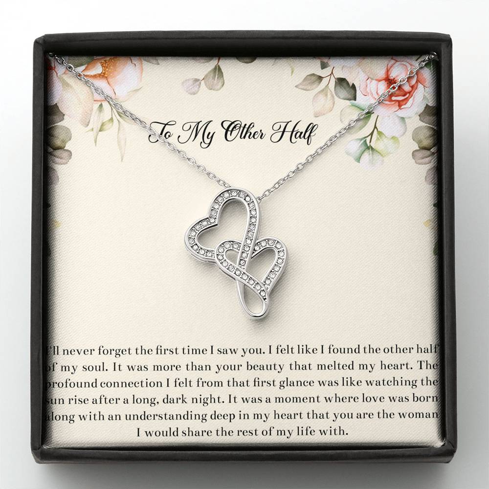 To My Wife, My Other Half, Double Heart Necklace For Women, Anniversary Birthday Gifts From Husband