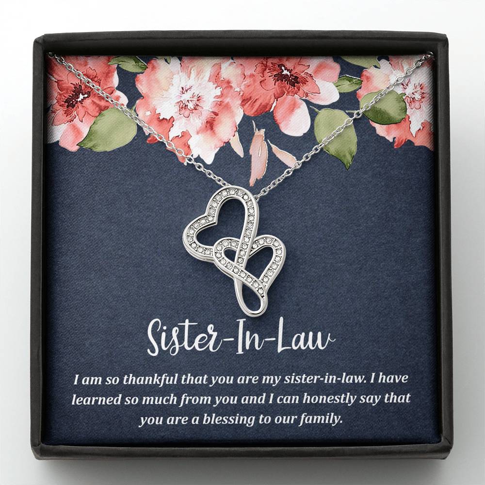 To My Sister-in-law Gifts, I Have Learned So Much from You, Double Heart Necklace For Women, Birthday Present Idea From Sister