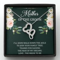 Load image into Gallery viewer, To My Mom of the Bride Gifts, I&#39;ll Soon Walk Down The Aisle, Double Heart Necklace For Women, Wedding Day Thank You Ideas From Groom
