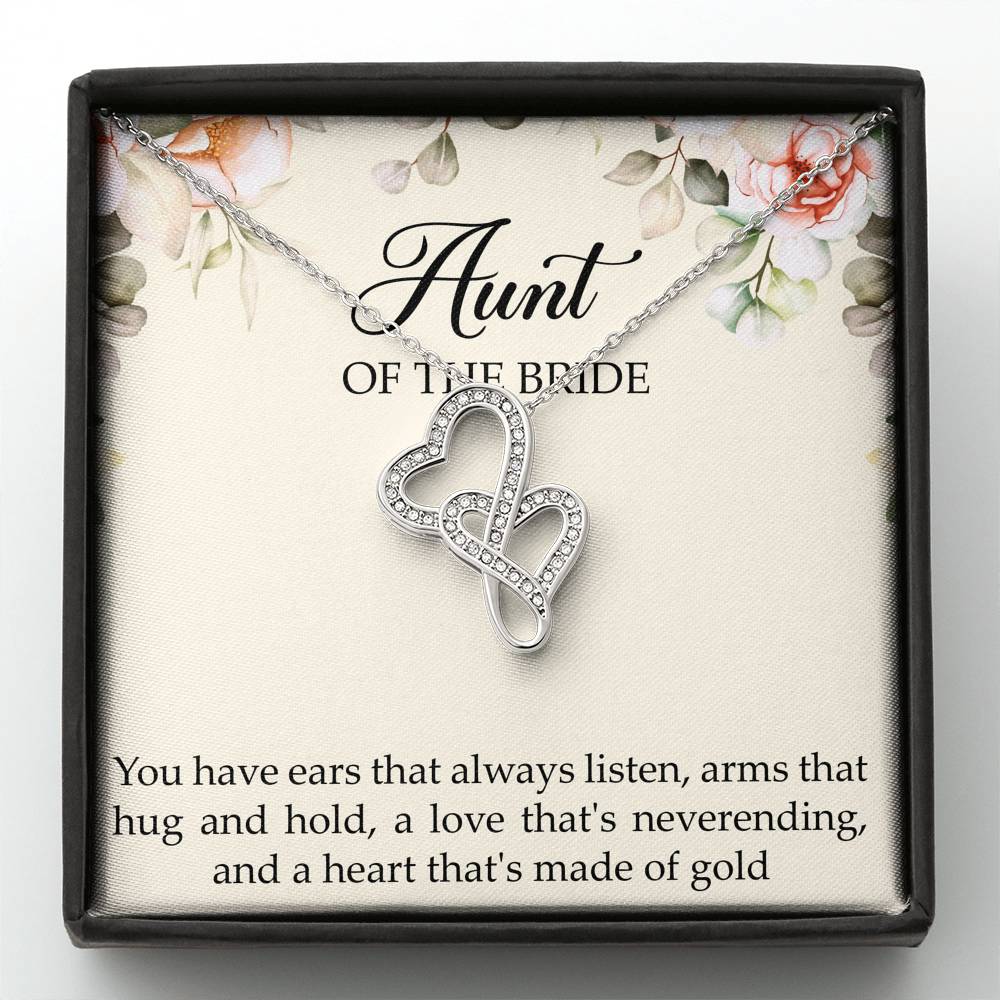 Aunt of the Bride Gifts, You Have Ears That Always Listen, Double Heart Necklace For Women, Wedding Day Thank You Ideas From Bride