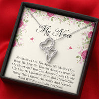 Load image into Gallery viewer, To My Niece  Gifts, No Matter How Far Apart, Double Heart Necklace For Women, Birthday Present Idea From Aunt Uncle
