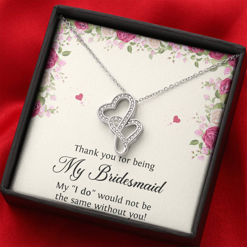 To My Bridesmaid Gifts, Thank You , Double Heart Necklace For Women, Wedding Day Thank You Ideas From Bride