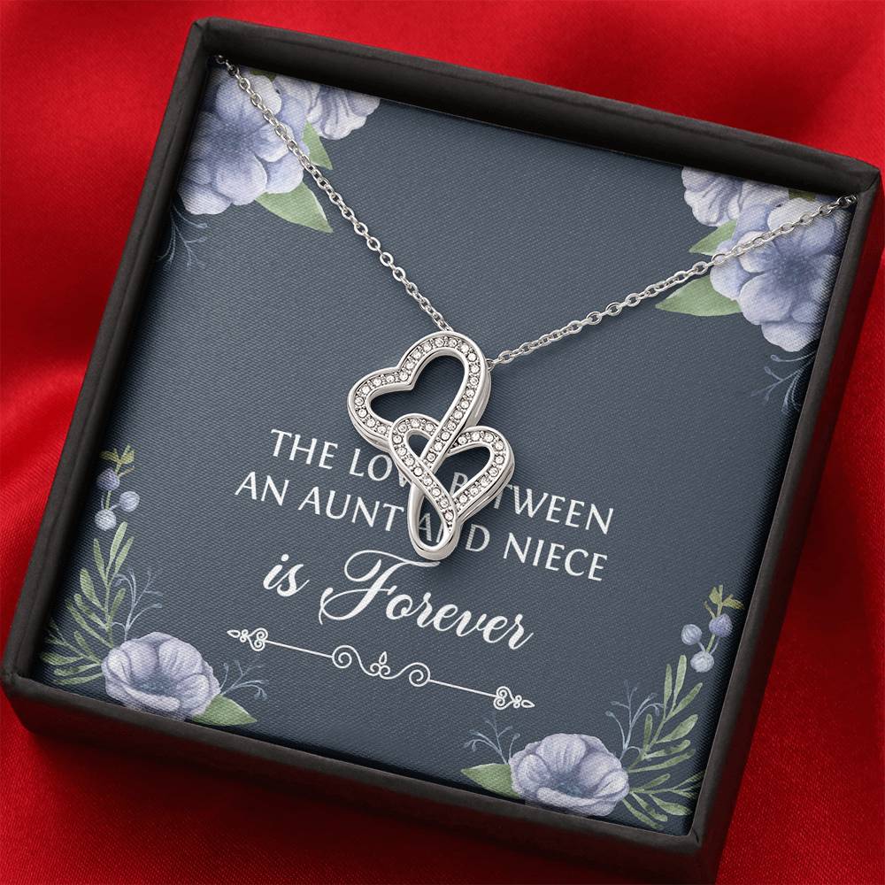 To My Niece  Gifts, The Love Between an Aunt and Niece, Double Heart Necklace For Women, Birthday Present Idea From Aunt