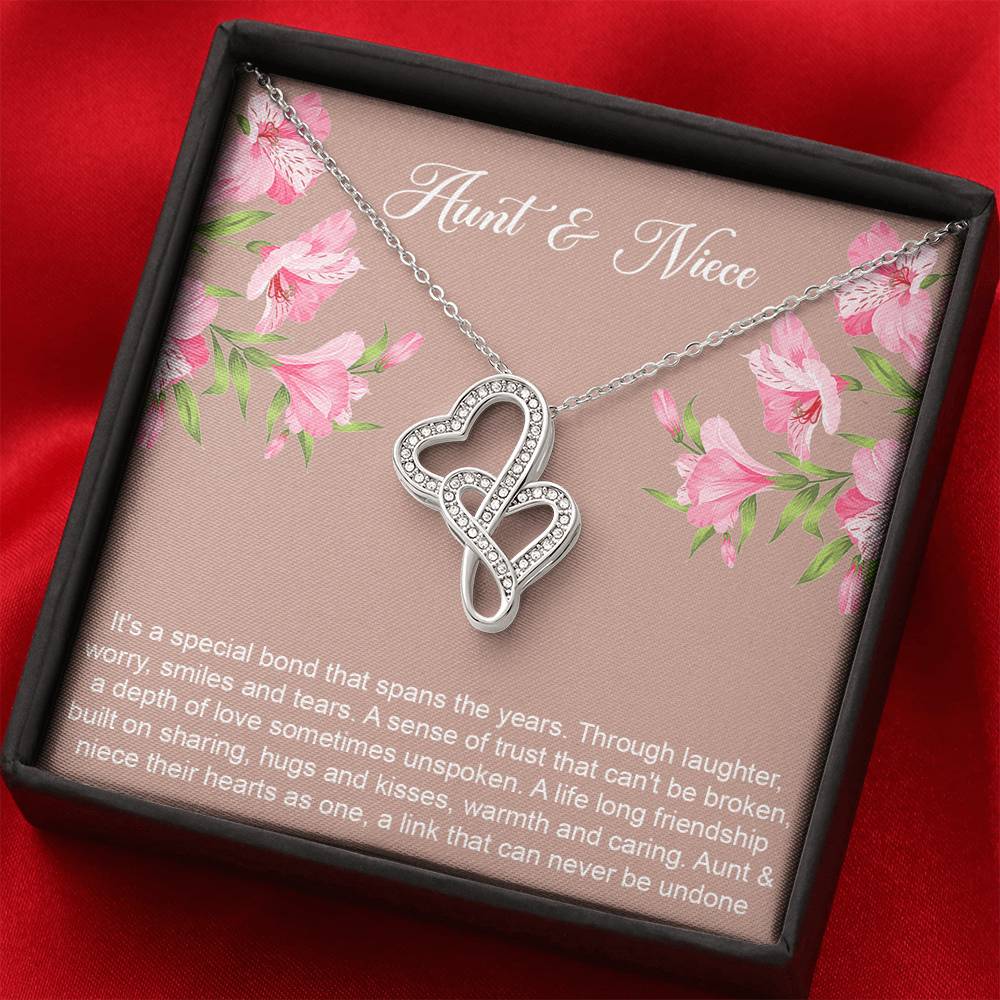 To My Aunt Gifts, Special Bond, Double Heart Necklace For Women, Aunt Birthday Present From Niece