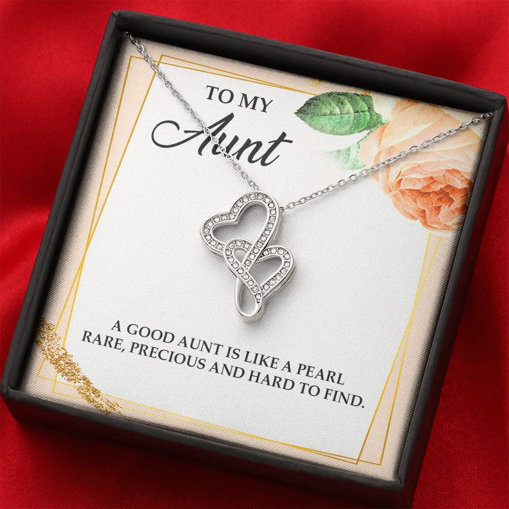 To My Aunt Gifts, A Good Aunt is Like a Pearl, Double Heart Necklace For Women, Aunt Birthday Present From Niece Nephew
