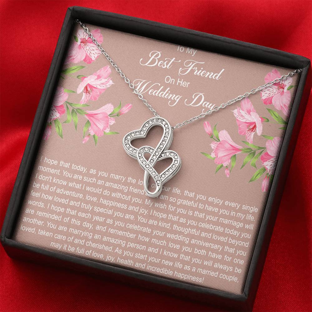 Bride Gifts, I Hope You Enjoy Every Single Moment, Double Heart Necklace For Women, Wedding Day Thank You Ideas From Best Friend