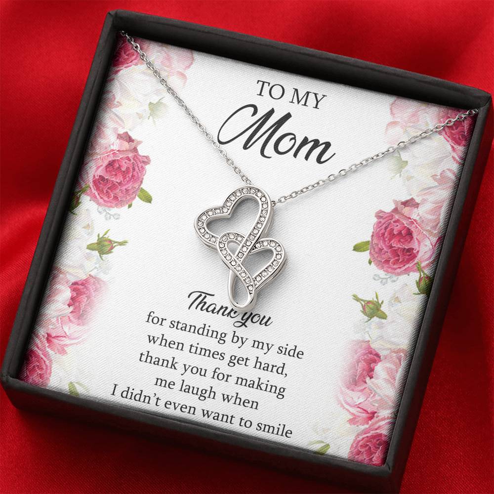 To My Mom Gifts, Thank You For Standing By My Side, Double Heart Necklace For Women, Birthday Mothers Day Present From Son Daughter