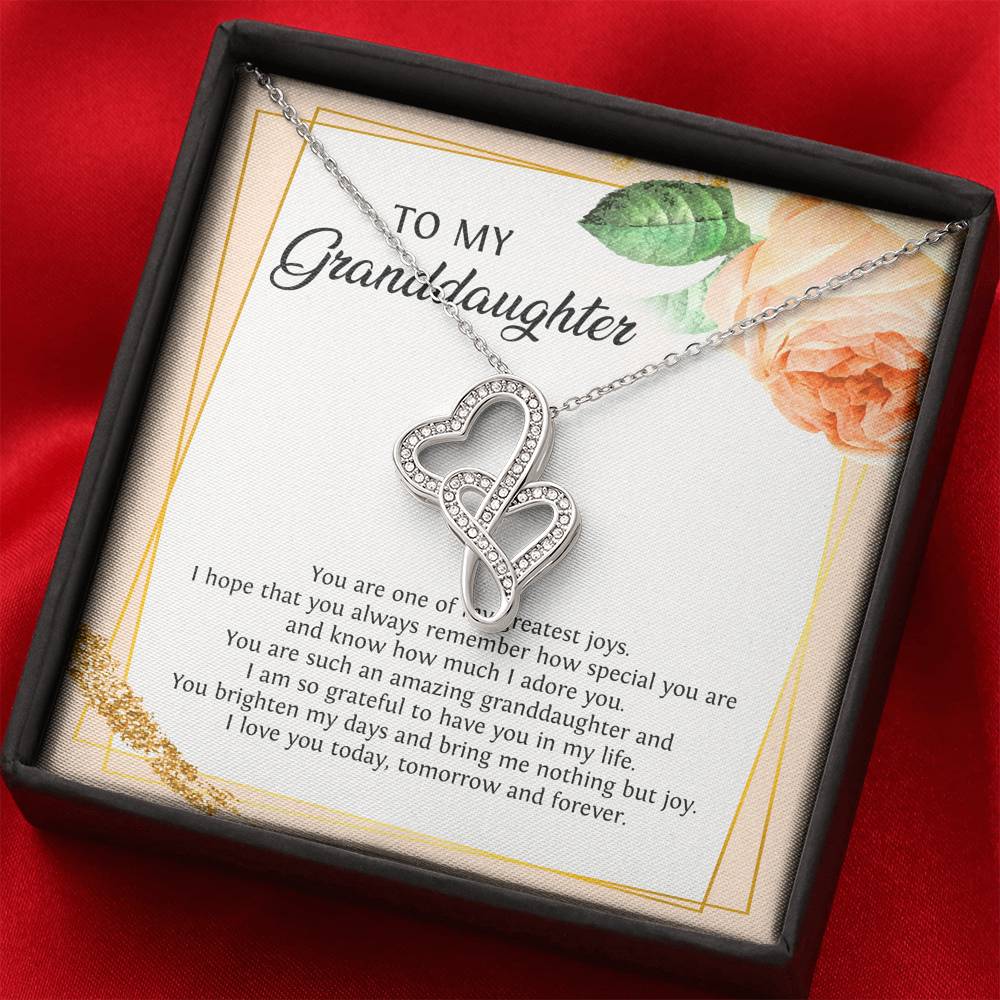 To My Granddaughter Gifts, You Are One Of My Greatest Joys, Double Heart Necklace For Women, Birthday Present Idea From Grandma Grandpa